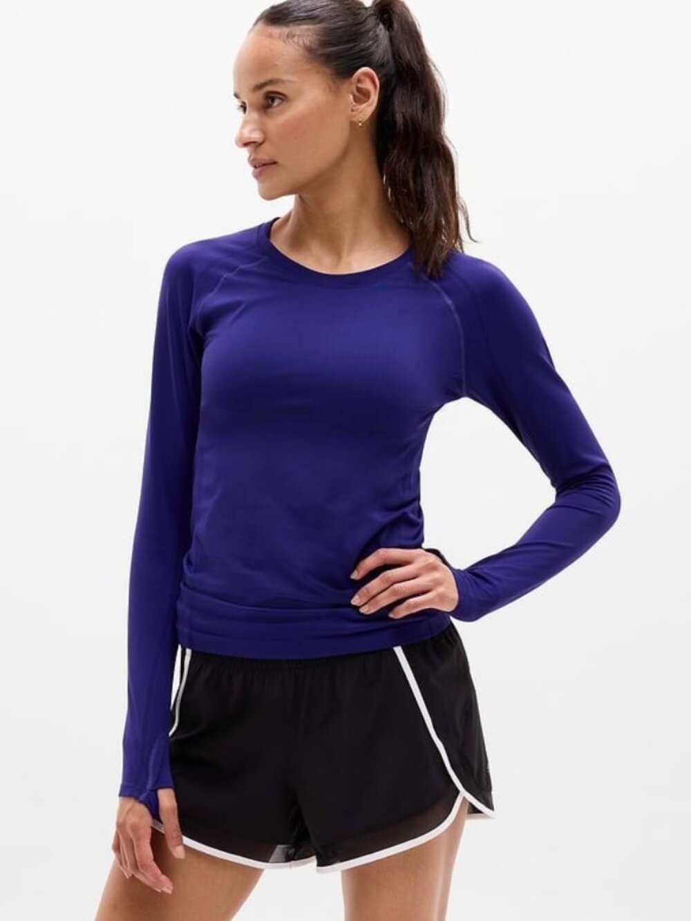 Athleta Momentum Long Sleeve Flex Top Mystic Purple Active Yoga Gym Small